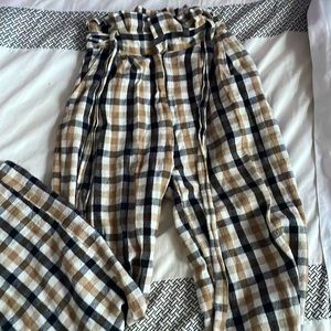 plaid wide leg pants